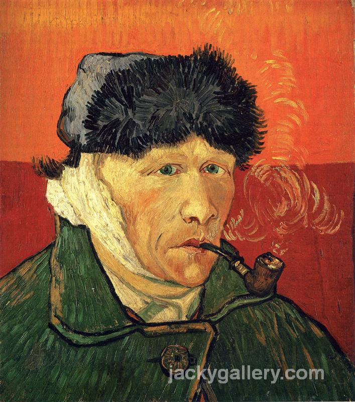 Self-portrait with bandaged ear, Van Gogh painting